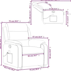 vidaXL Sillas-Sillón reclinable de masaje elevable terciopelo