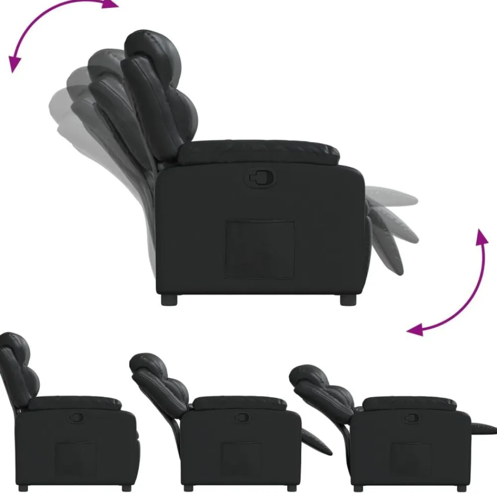 vidaXL Sillón reclinable de cuero sintético Negro