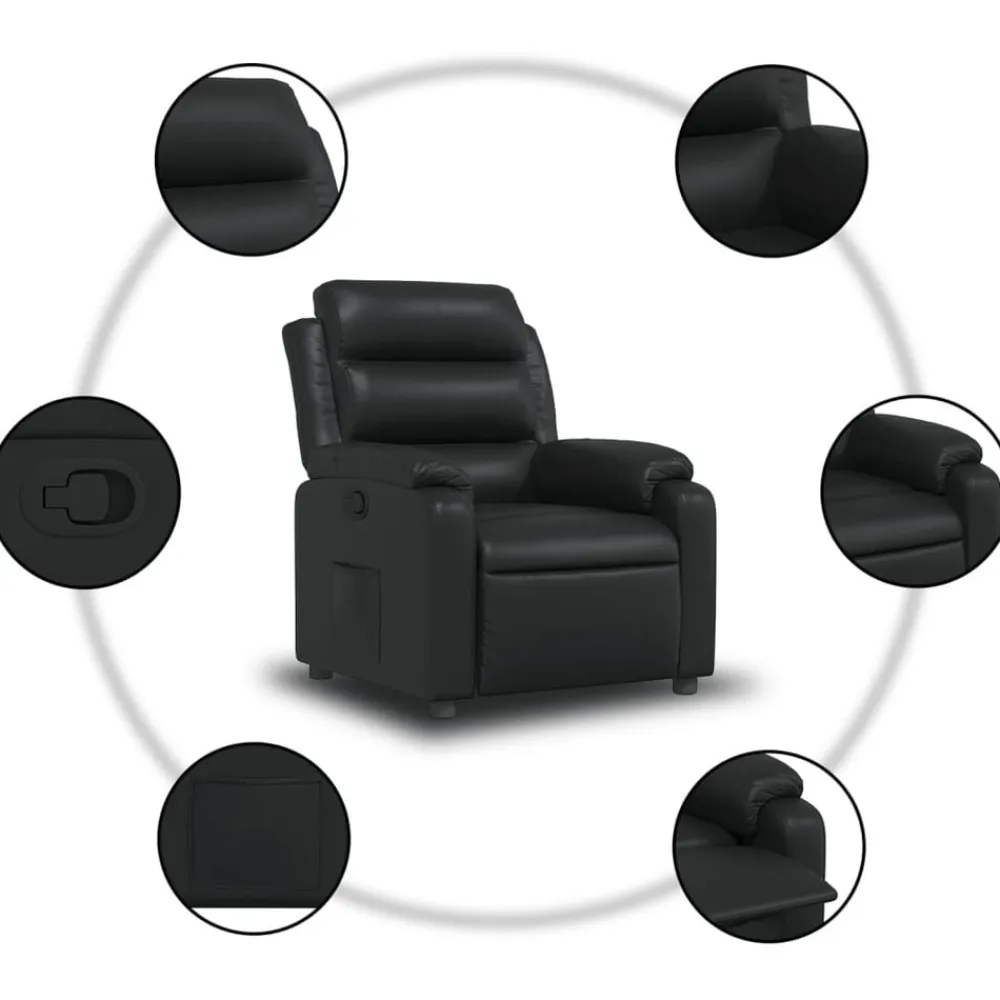 vidaXL Sillón reclinable de cuero sintético Negro