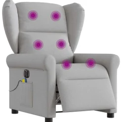 vidaXL Sillón reclinable de masaje eléctrico tela Gris nube Best