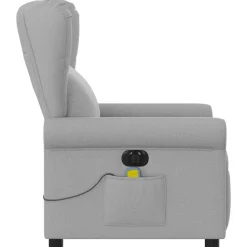 vidaXL Sillón reclinable de masaje eléctrico tela Gris nube Best