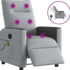 vidaXL Sillas-Sillón reclinable de masaje eléctrico tela