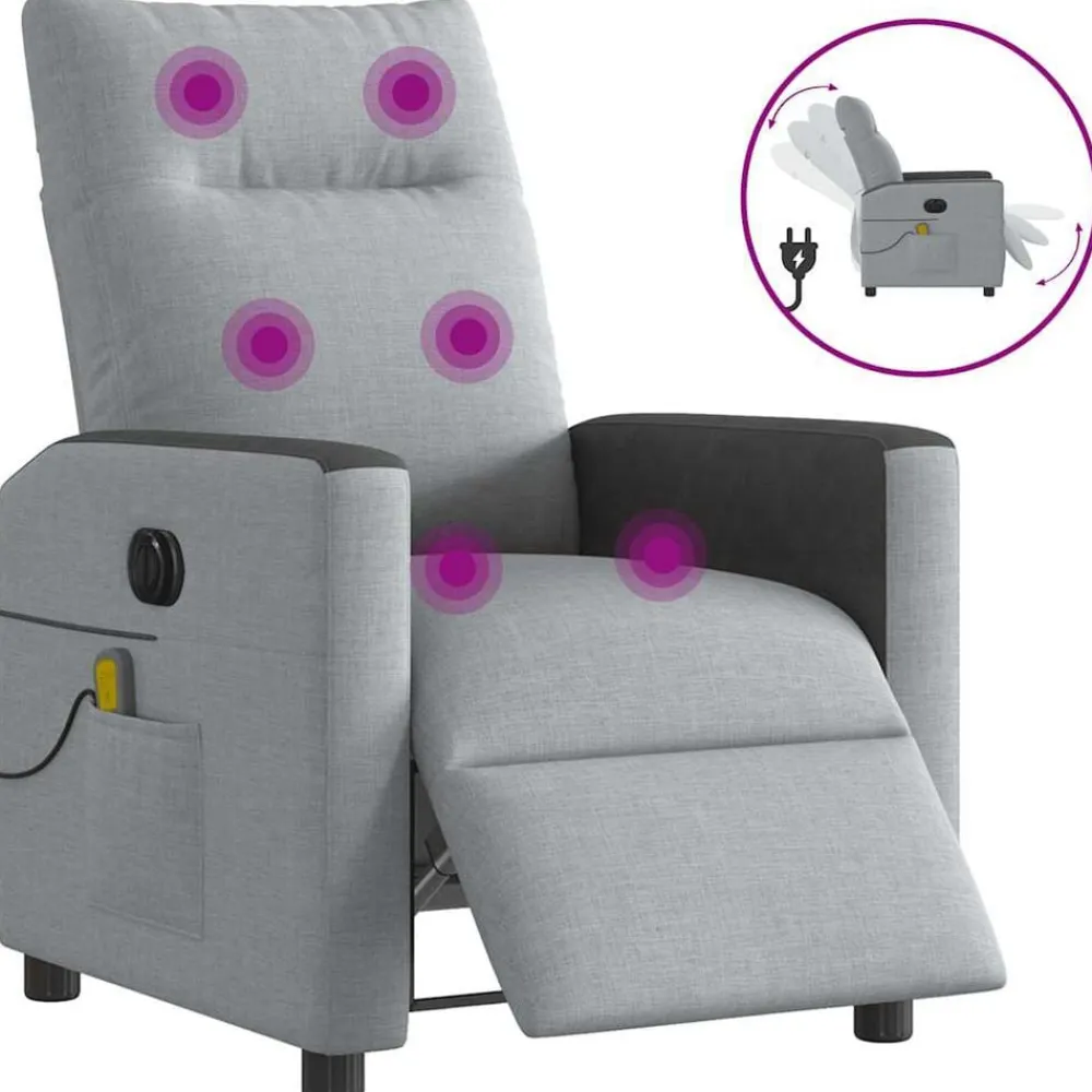 vidaXL Sillas-Sillón reclinable de masaje eléctrico tela