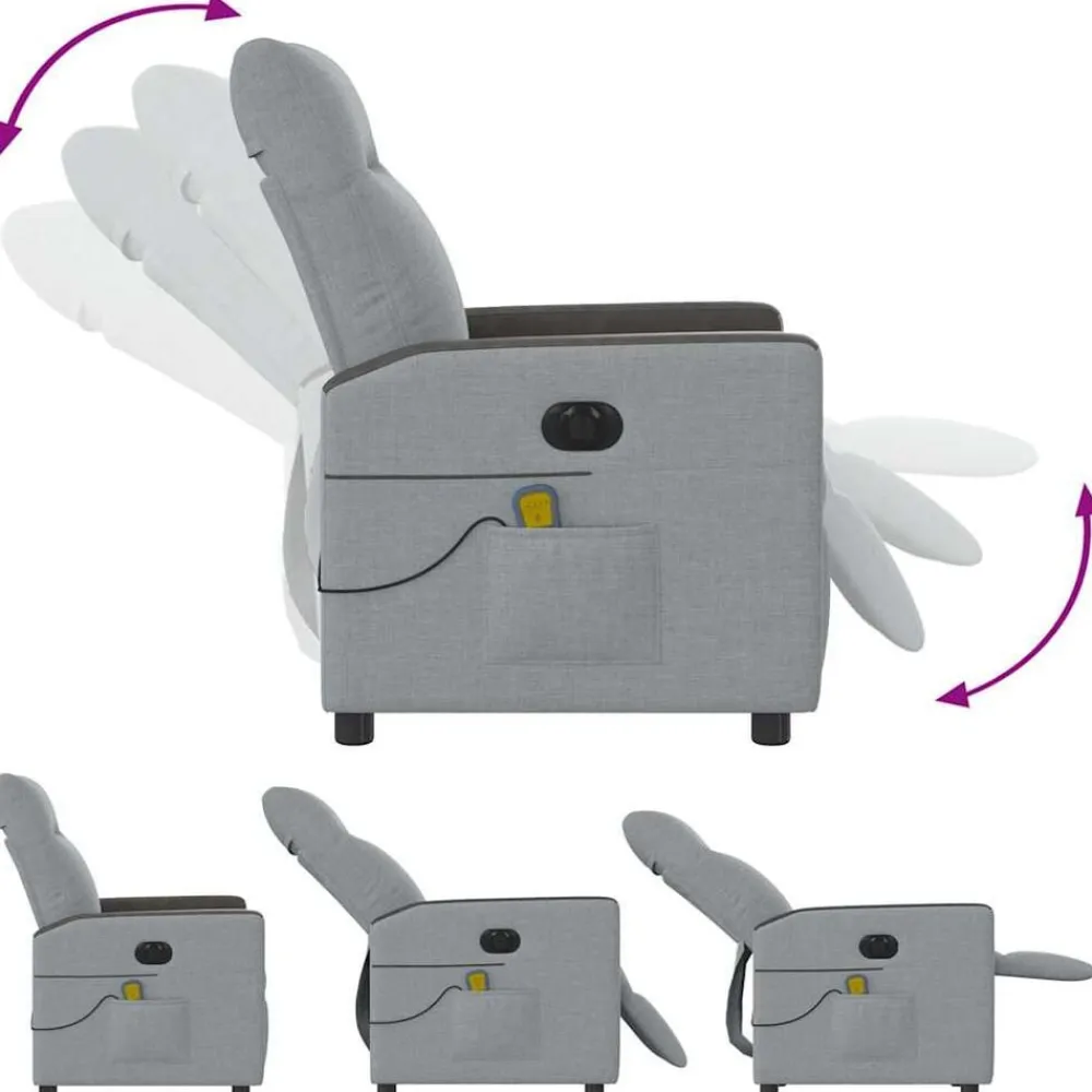 vidaXL Sillas-Sillón reclinable de masaje eléctrico tela