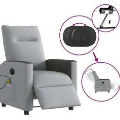 vidaXL Sillas-Sillón reclinable de masaje eléctrico tela