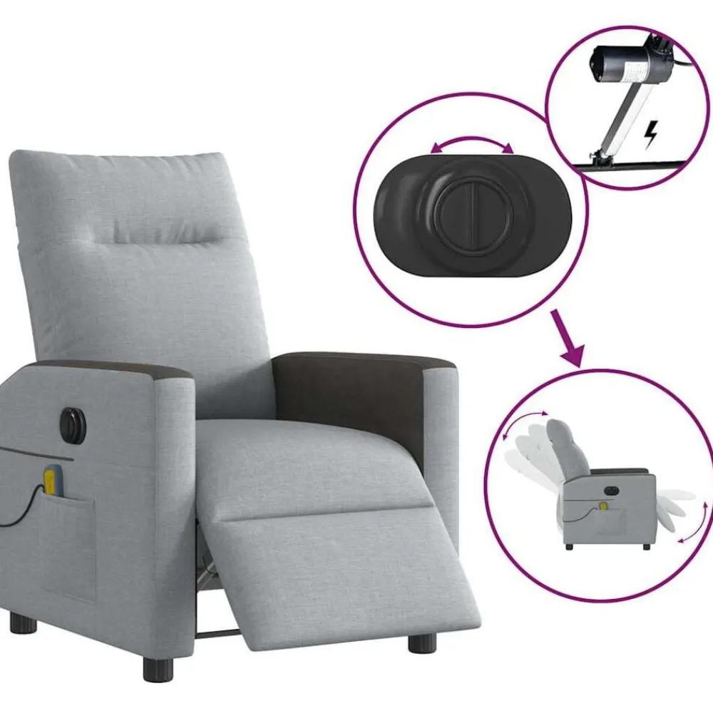 vidaXL Sillas-Sillón reclinable de masaje eléctrico tela