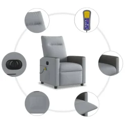 vidaXL Sillas-Sillón reclinable de masaje eléctrico tela