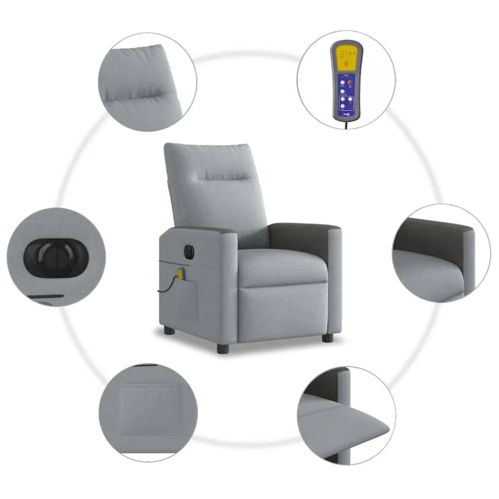 vidaXL Sillas-Sillón reclinable de masaje eléctrico tela