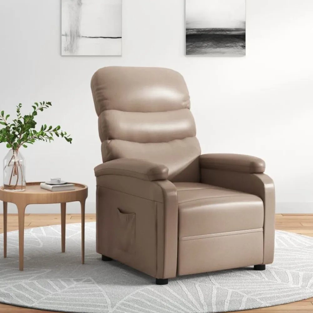 vidaXL Sillas-Sillón reclinable de cuero sintético color