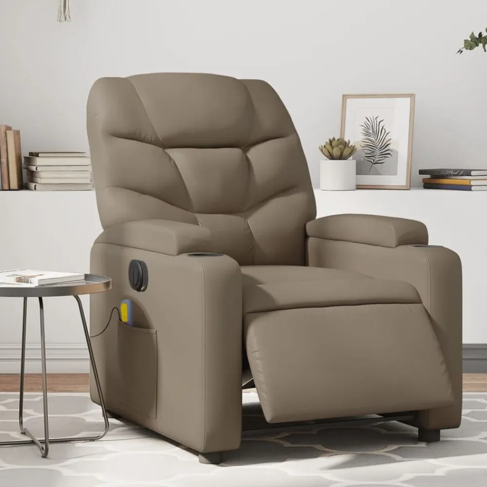 vidaXL Sillón reclinable de masaje eléctrico cuero sintético Capuchino Best