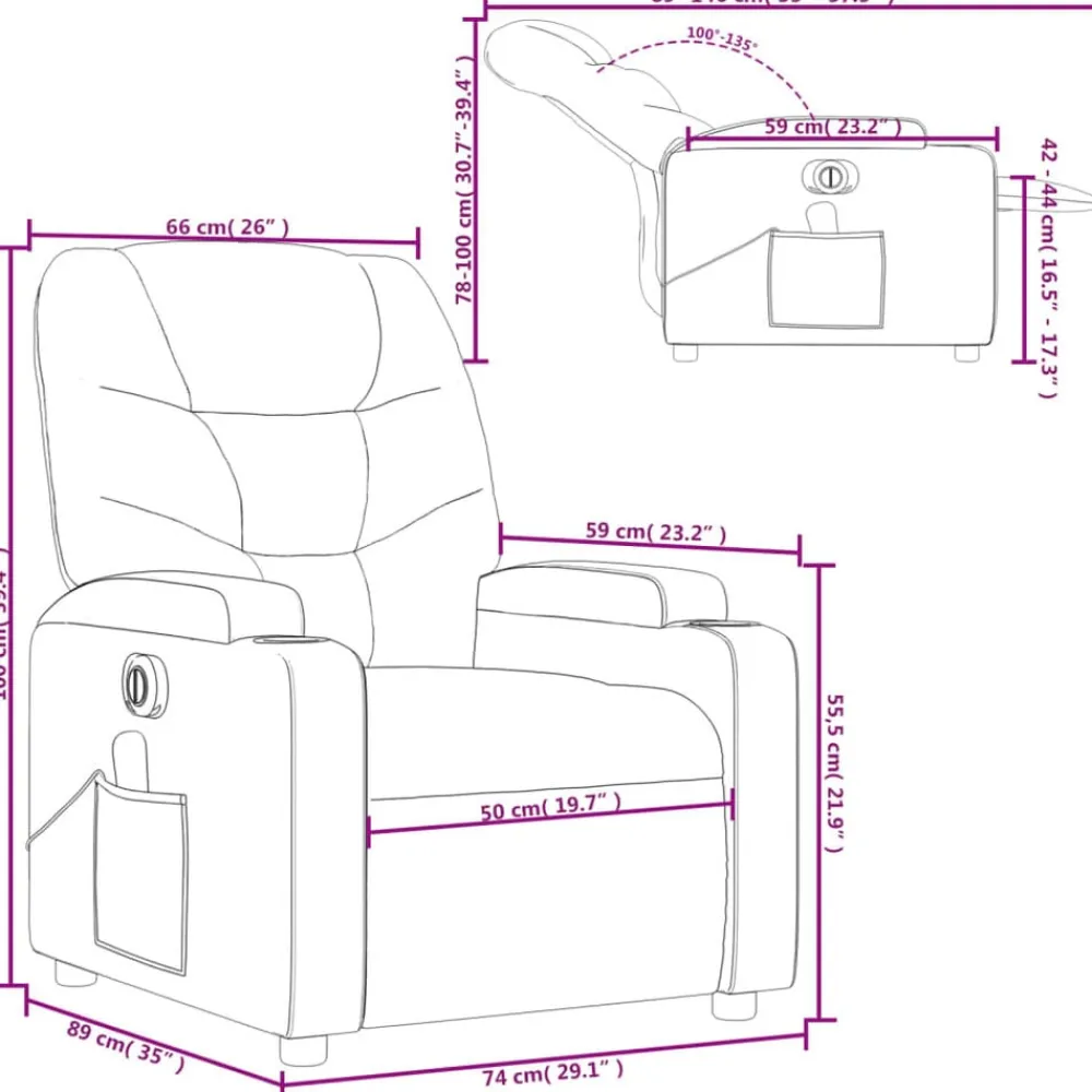 vidaXL Sillón reclinable de masaje eléctrico cuero sintético Capuchino Best