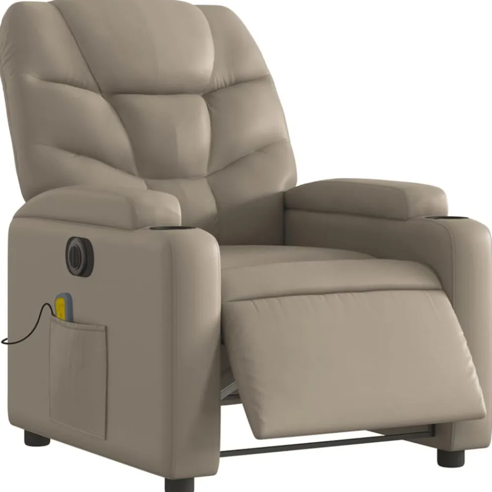 vidaXL Sillón reclinable de masaje eléctrico cuero sintético Capuchino Best