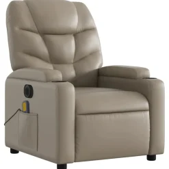 vidaXL Sillón reclinable de masaje eléctrico cuero sintético Capuchino Best