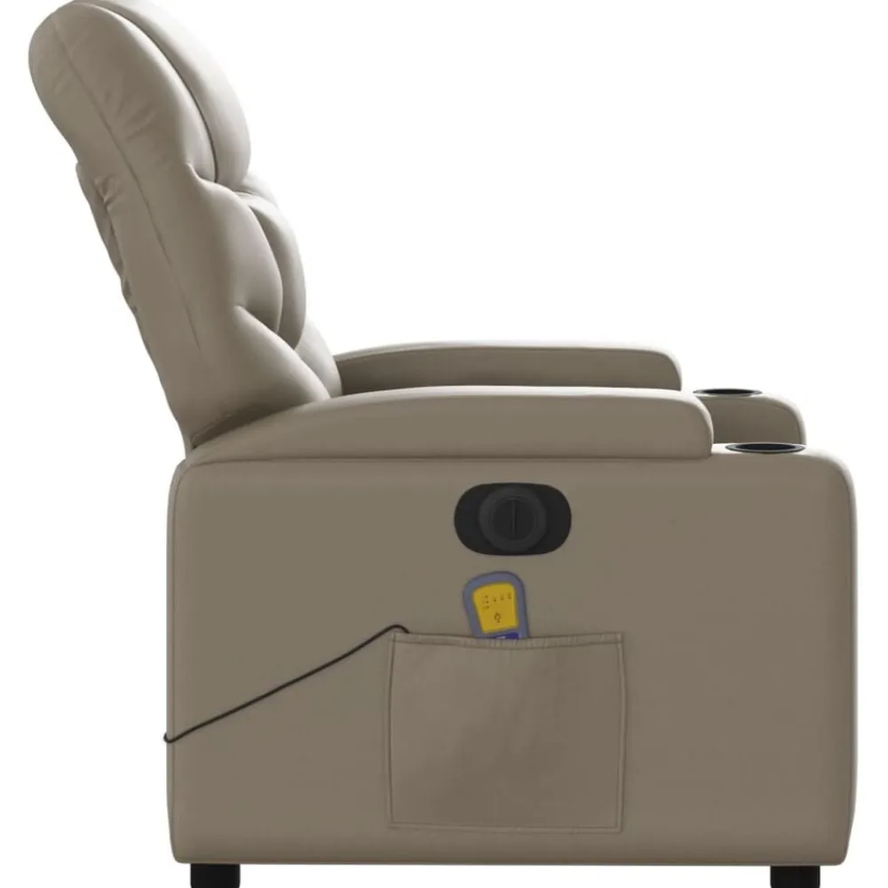 vidaXL Sillón reclinable de masaje eléctrico cuero sintético Capuchino Best