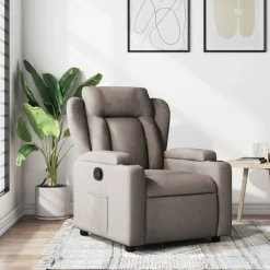 vidaXL Sillas-Sillón reclinable de tela gris taupe