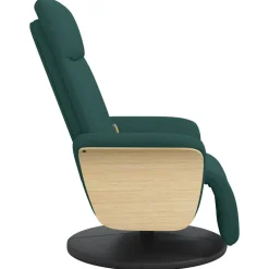 vidaXL Sillón reclinable de masaje con reposapiés tela Verde oscuro New