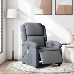 vidaXL Sillón reclinable de masaje eléctrico terciopelo Gris oscuro Online