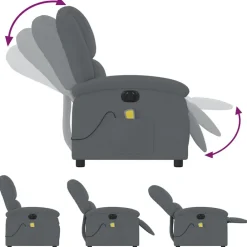 vidaXL Sillón reclinable de masaje eléctrico terciopelo Gris oscuro Online
