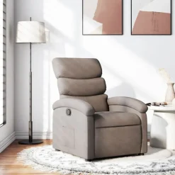 vidaXL Sillas-Sillón reclinable de tela gris taupe