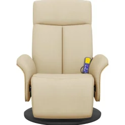 vidaXL Sillón reclinable de masaje con reposapiés tela color Crema Clearance