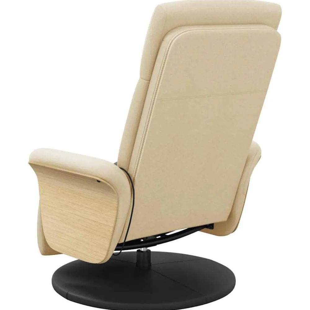 vidaXL Sillón reclinable de masaje con reposapiés tela color Crema Clearance