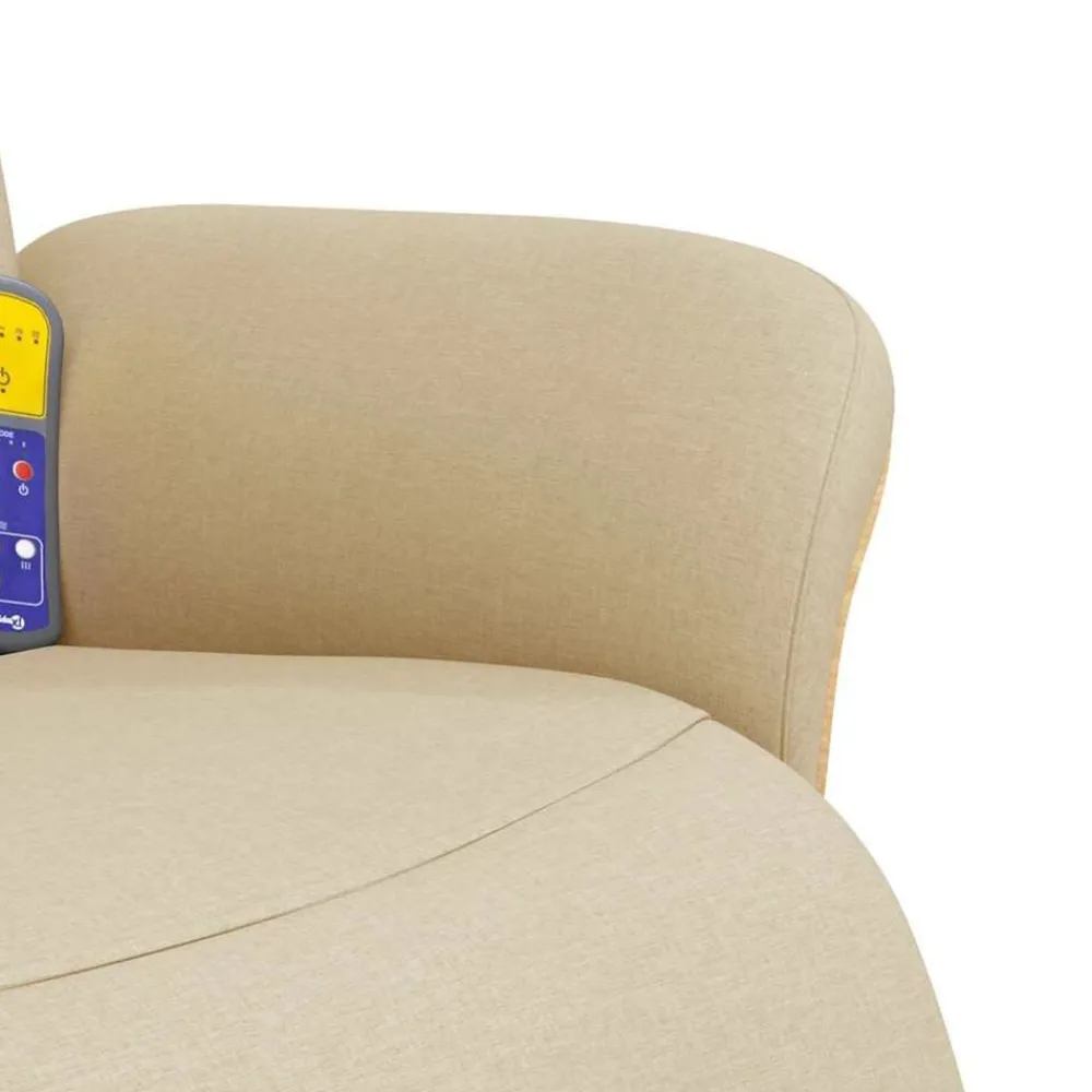vidaXL Sillón reclinable de masaje con reposapiés tela color Crema Clearance