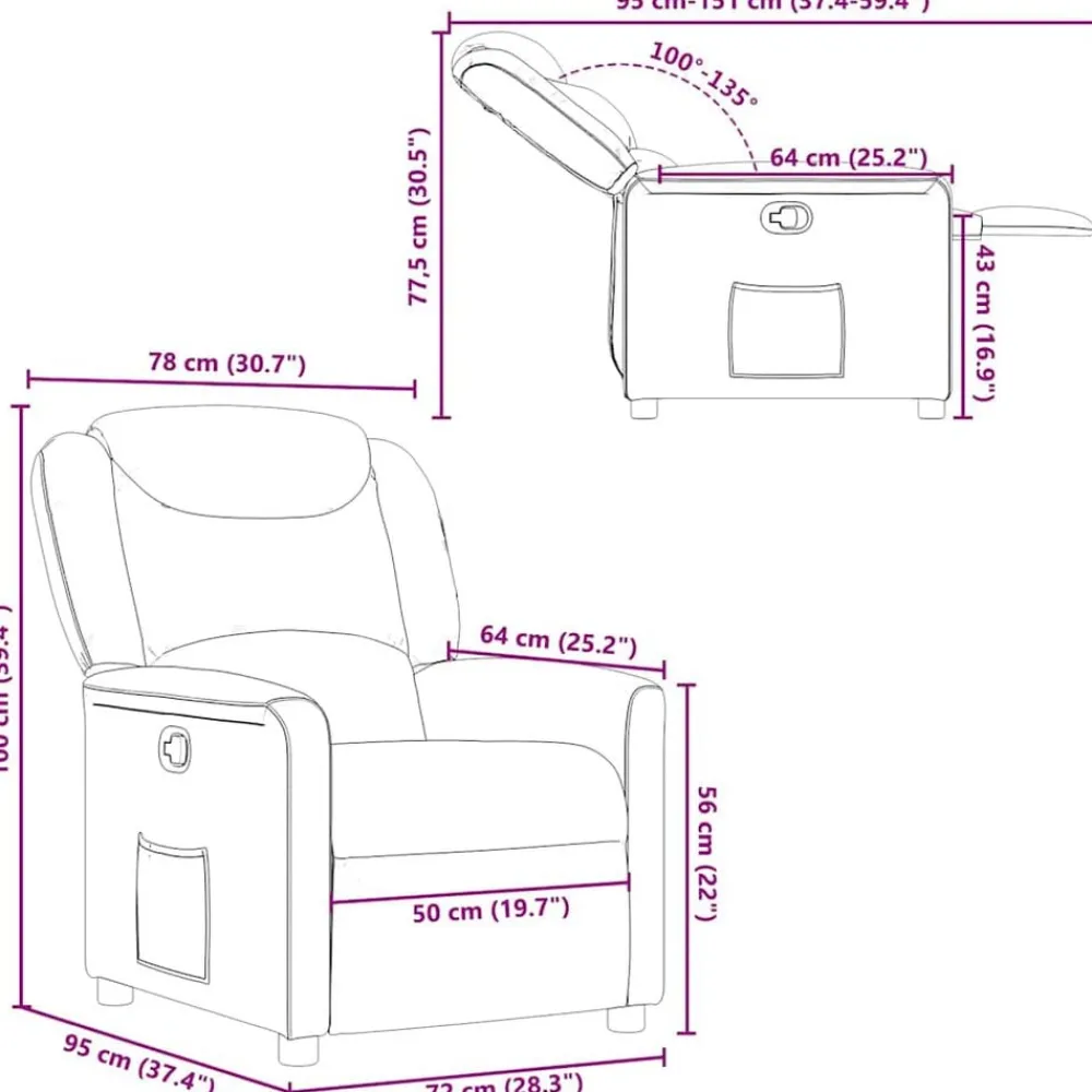 vidaXL Sillas-Sillón reclinable de tela