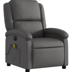 vidaXL Sillas-Sillón reclinable de masaje eléctrico cuero auténtico