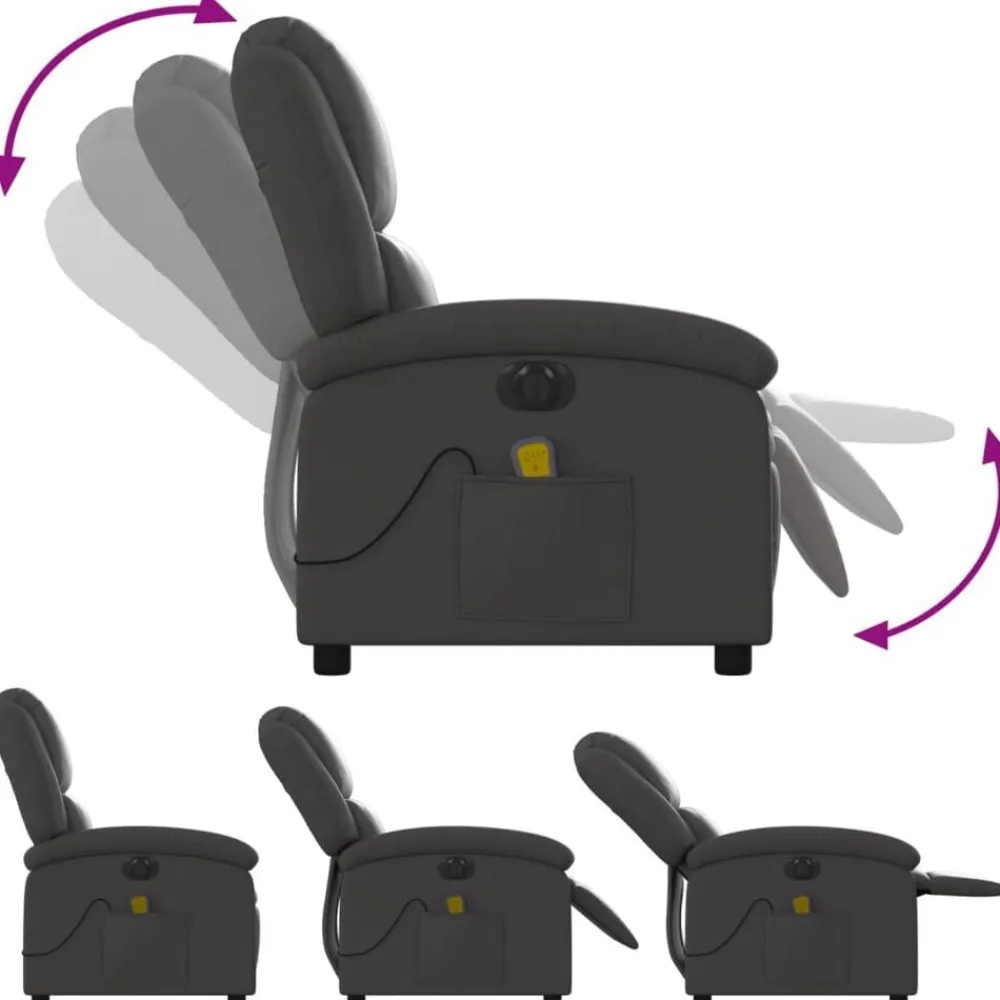 vidaXL Sillas-Sillón reclinable de masaje eléctrico cuero auténtico