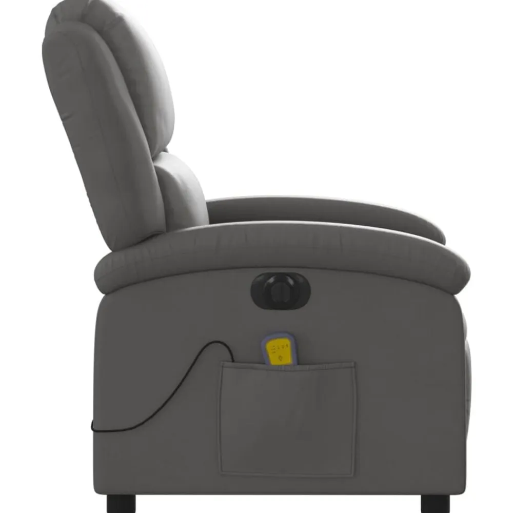 vidaXL Sillas-Sillón reclinable de masaje eléctrico cuero auténtico