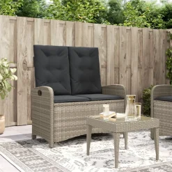vidaXL Sillón reclinable de jardín con cojines ratán sintético gris Gris claro Online