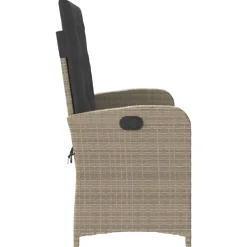 vidaXL Sillón reclinable de jardín con cojines ratán sintético gris Gris claro Online