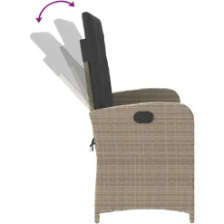 vidaXL Sillón reclinable de jardín con cojines ratán sintético gris Gris claro Online