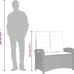 vidaXL Sillón reclinable de jardín con cojines ratán sintético gris Gris claro Online