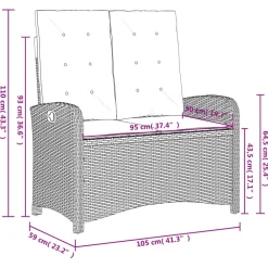 vidaXL Sillón reclinable de jardín con cojines ratán sintético gris Gris claro Online