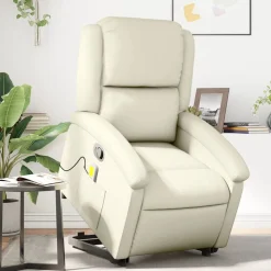 vidaXL Sillón reclinable de masaje de pie cuero artificial color Crema