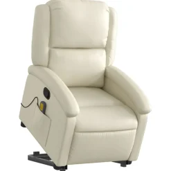 vidaXL Sillón reclinable de masaje de pie cuero artificial color Crema
