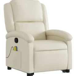 vidaXL Sillón reclinable de masaje de pie cuero artificial color Crema