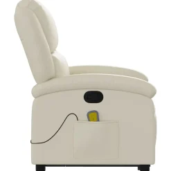 vidaXL Sillón reclinable de masaje de pie cuero artificial color Crema