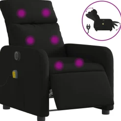 vidaXL Sillón reclinable de masaje eléctrico tela Negro Online