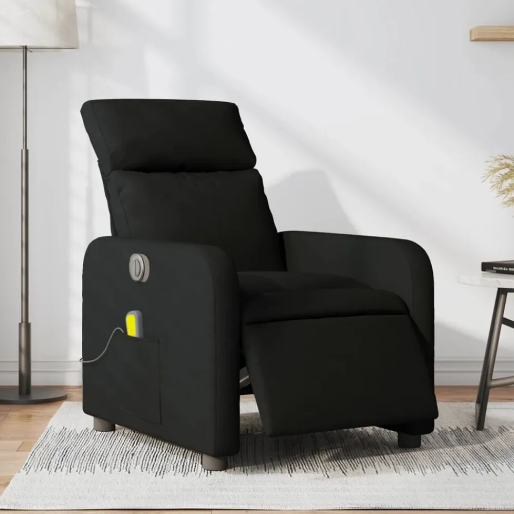 vidaXL Sillón reclinable de masaje eléctrico tela Negro Online