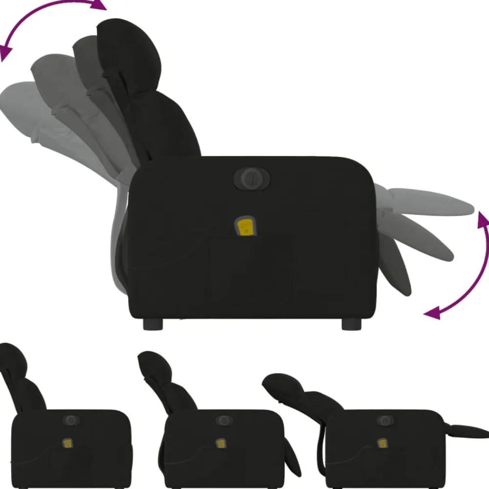 vidaXL Sillón reclinable de masaje eléctrico tela Negro Online