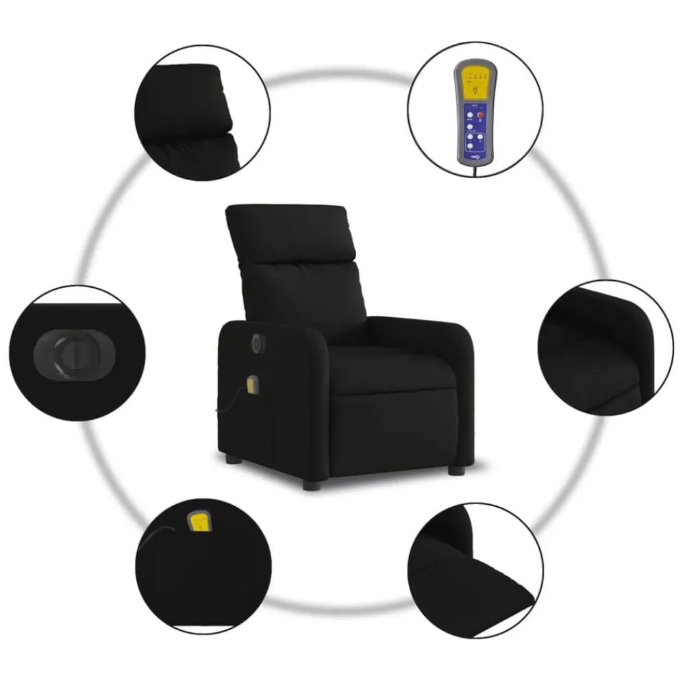 vidaXL Sillón reclinable de masaje eléctrico tela Negro Online