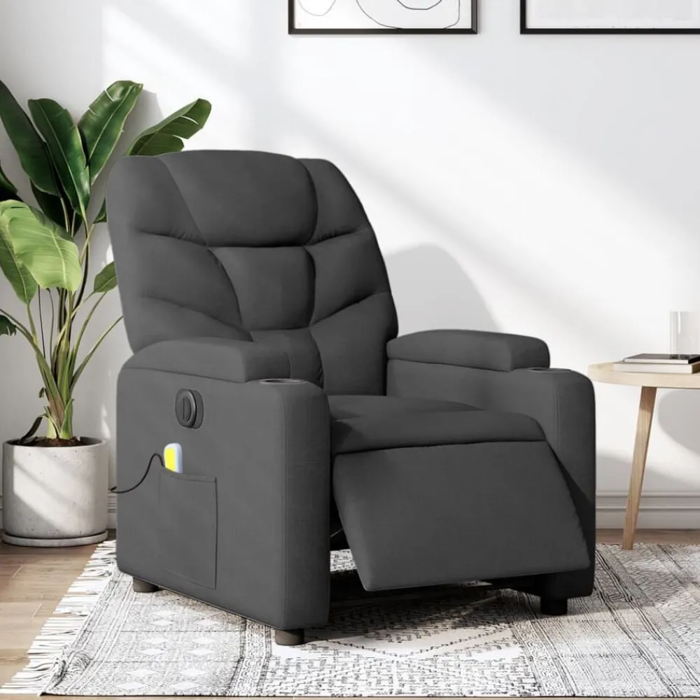 vidaXL Sillas-Sillón reclinable de masaje eléctrico tela
