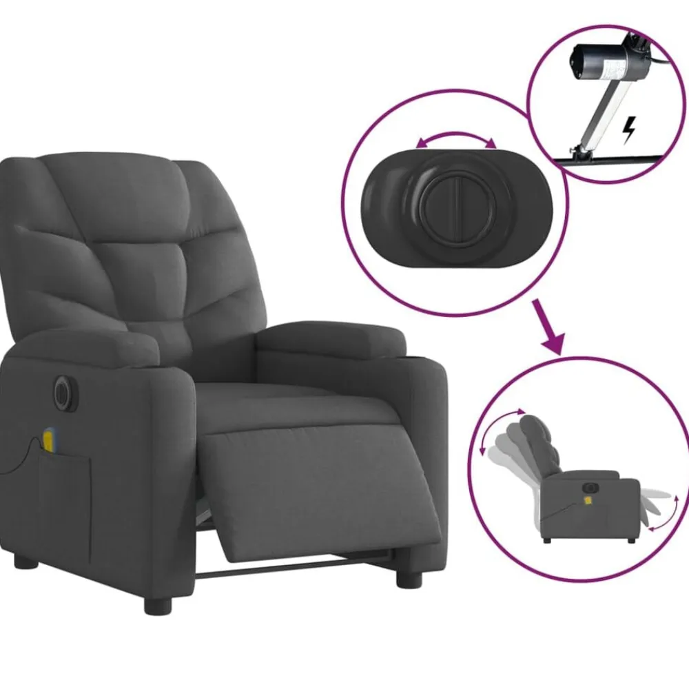 vidaXL Sillas-Sillón reclinable de masaje eléctrico tela