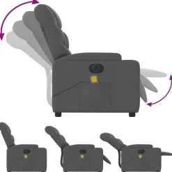 vidaXL Sillas-Sillón reclinable de masaje eléctrico tela