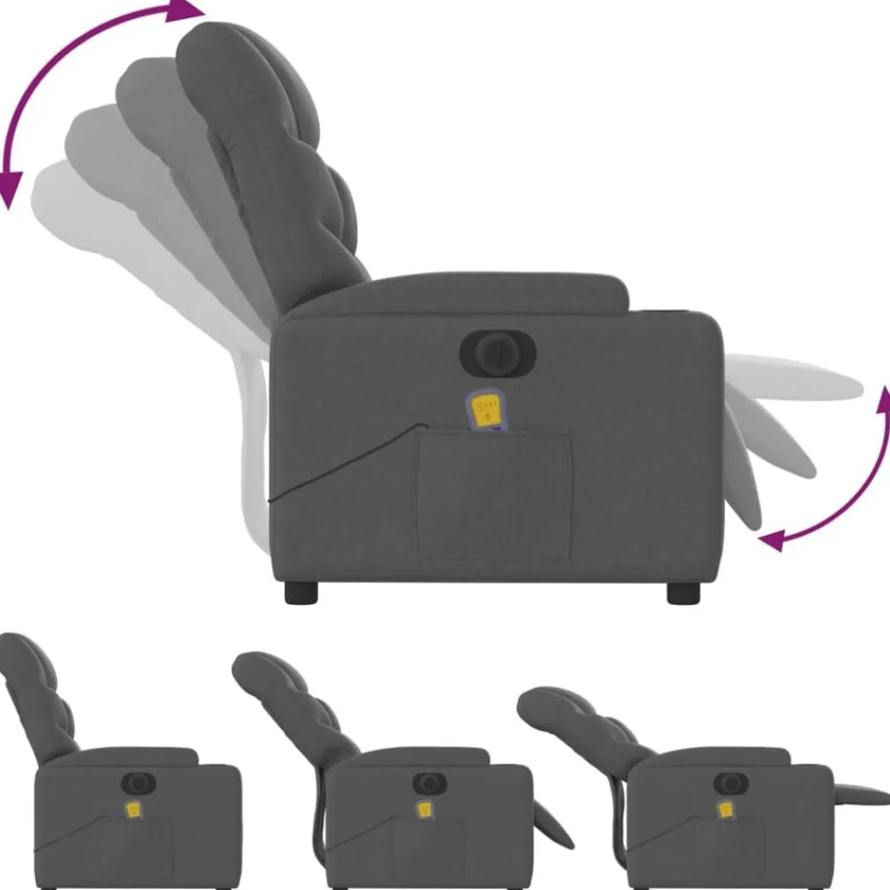 vidaXL Sillas-Sillón reclinable de masaje eléctrico tela