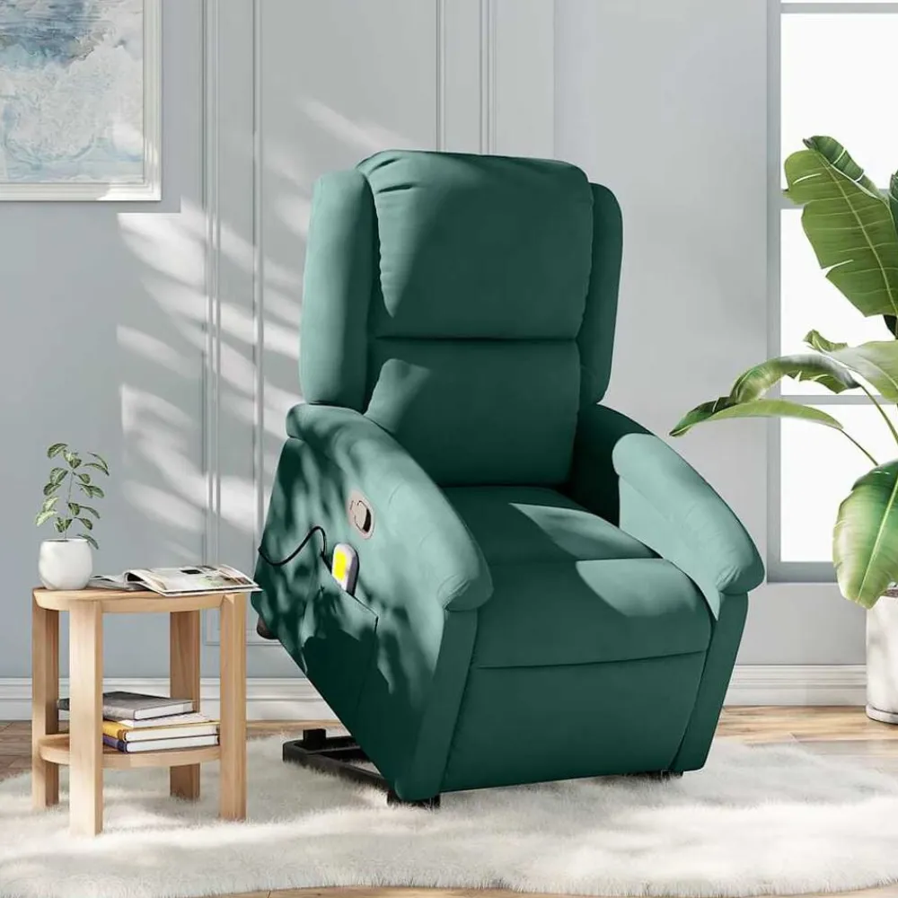 vidaXL Sillas-Sillón reclinable de masaje elevable terciopelo