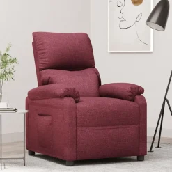 vidaXL Sillas-Sillón reclinable de tela rojo tinto
