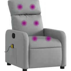 vidaXL Sillón reclinable de masaje de tela Gris claro Best